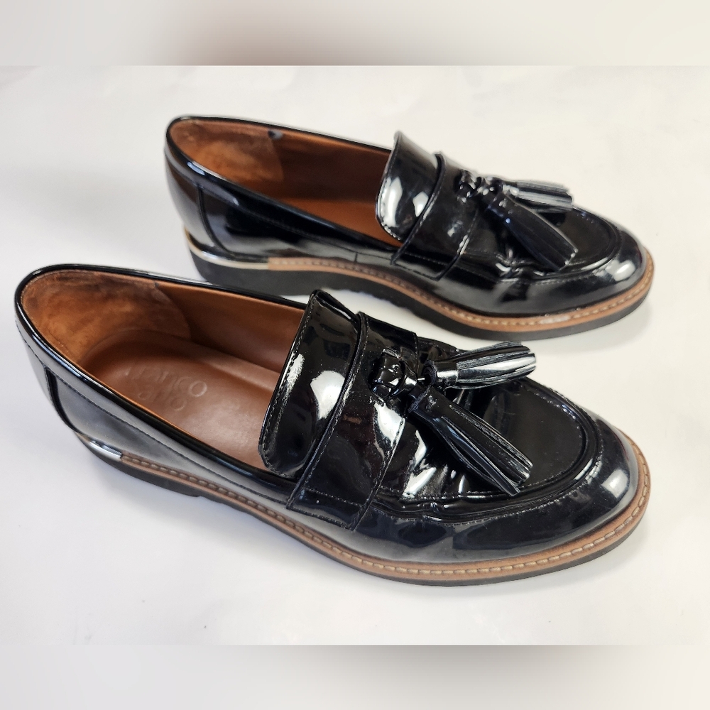 Franco Sarto Black Career L-Carolynn Lug Sole Tassel Loafers size 7M - Picture 5 of 13